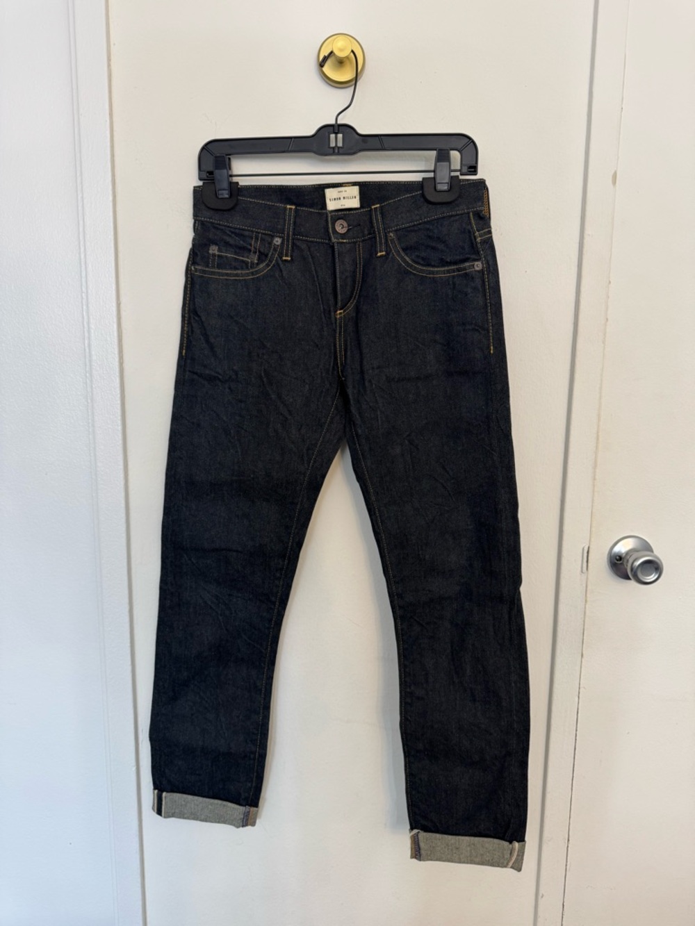 Simon Miller Raw Dark Indigo Denim Jeans with Contrast Stitching